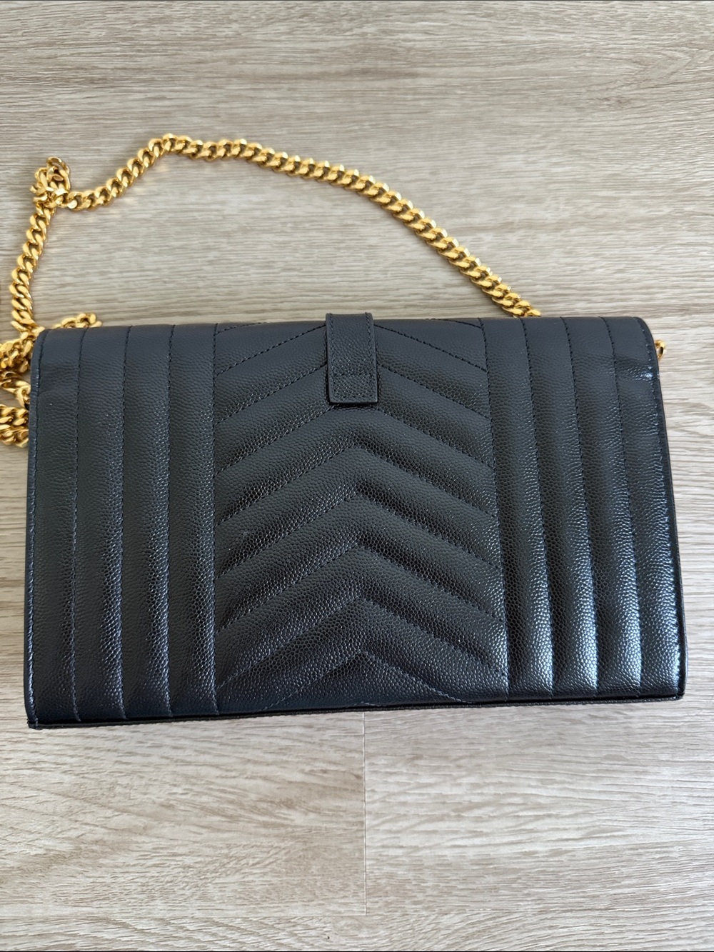 Saint Laurent Black Leather Quilted Chain Crossbody with Gold Logo - Picture 3 of 5